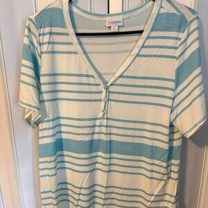 Two LulaRoe Bailey henley tops (L)